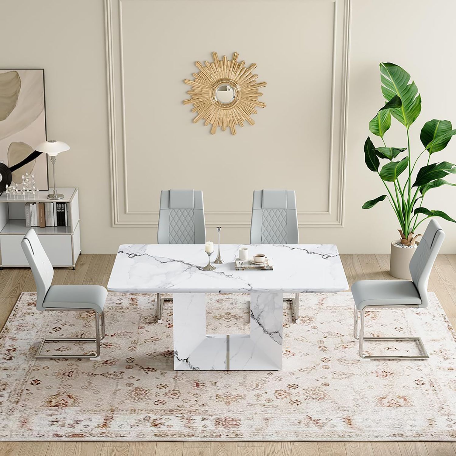 Table+4 Light Gray Chairs