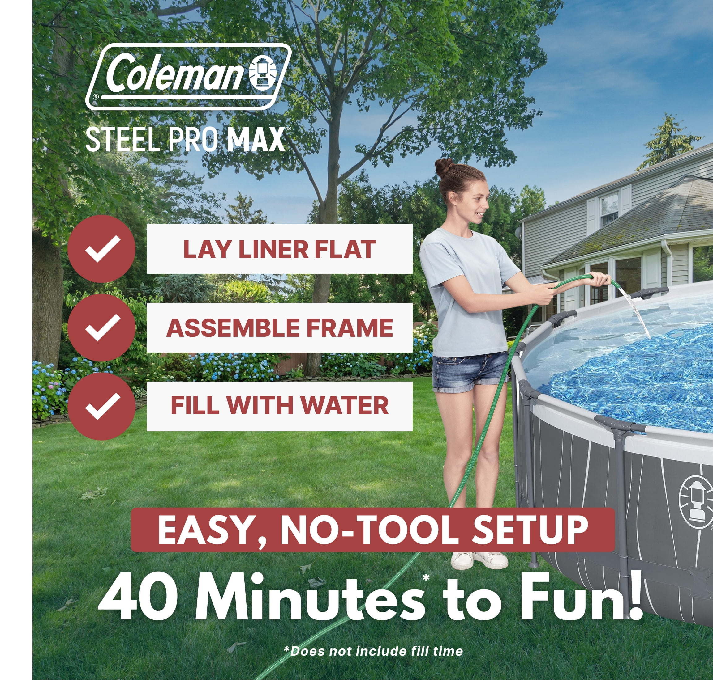Coleman Steel Pro MAX 15' x 42" Round Above Ground Pool Set with LED Light