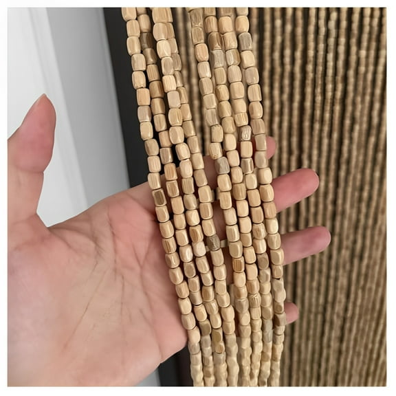 Bamboo Bead Curtain for Doors, Hanging Durable Door Curtain, Hanging Fly Curtain, Decorative Wooden Bead Curtain, for Room/Window/Hallway Entrance