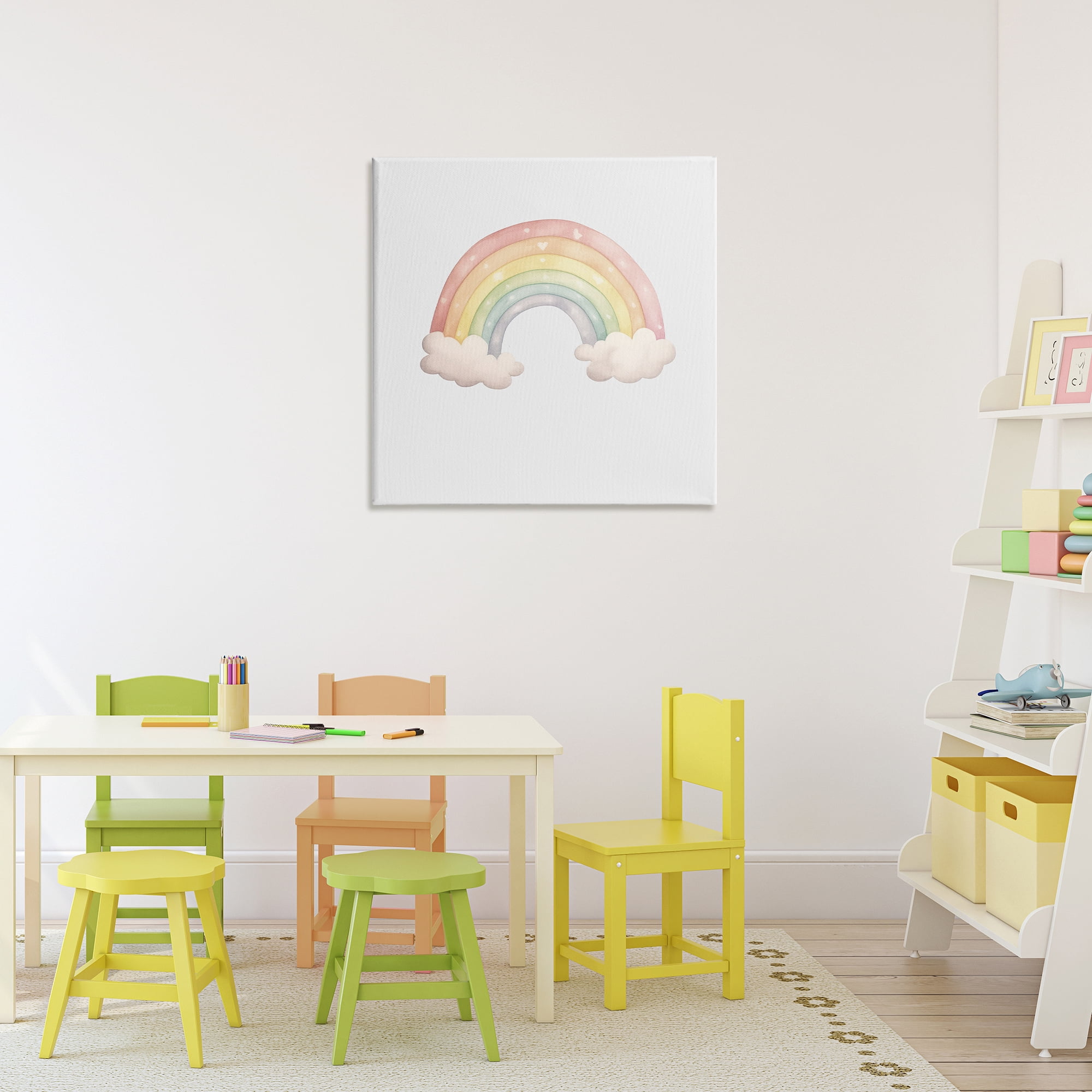 Stupell Industries Dreamy Pastel Rainbow with Clouds Canvas Wall Art, design by Karen Smith