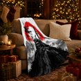 thumbnail image 3 of Japanese Samurai Ink Wash Silhouette, Peaceful Mountain Lake Scene, Warm Flannel Blanket for Cabin and Lodge, Outdoor Lovers Friendship Gift, Artistic Home Decor, 3 of 9