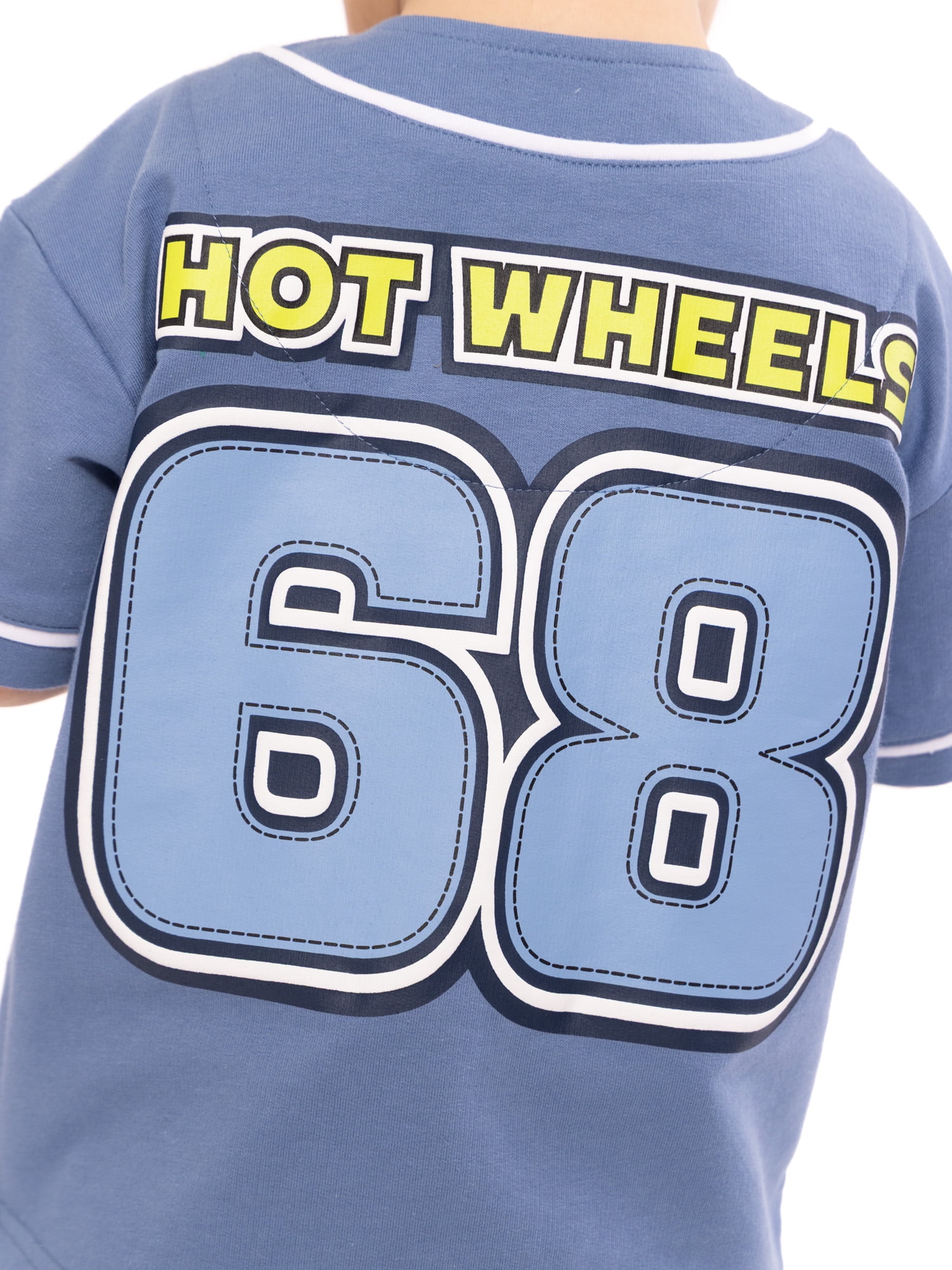 Hot Wheels Toddler Button Down Baseball Jersey with Short Sleeves, Sizes 12M-5T