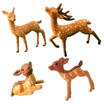 HOOWIFFY Set of 4 Realistic Deer Figurines PVC Miniature Statues for Garden, Home Decor, Aquarium Accessories