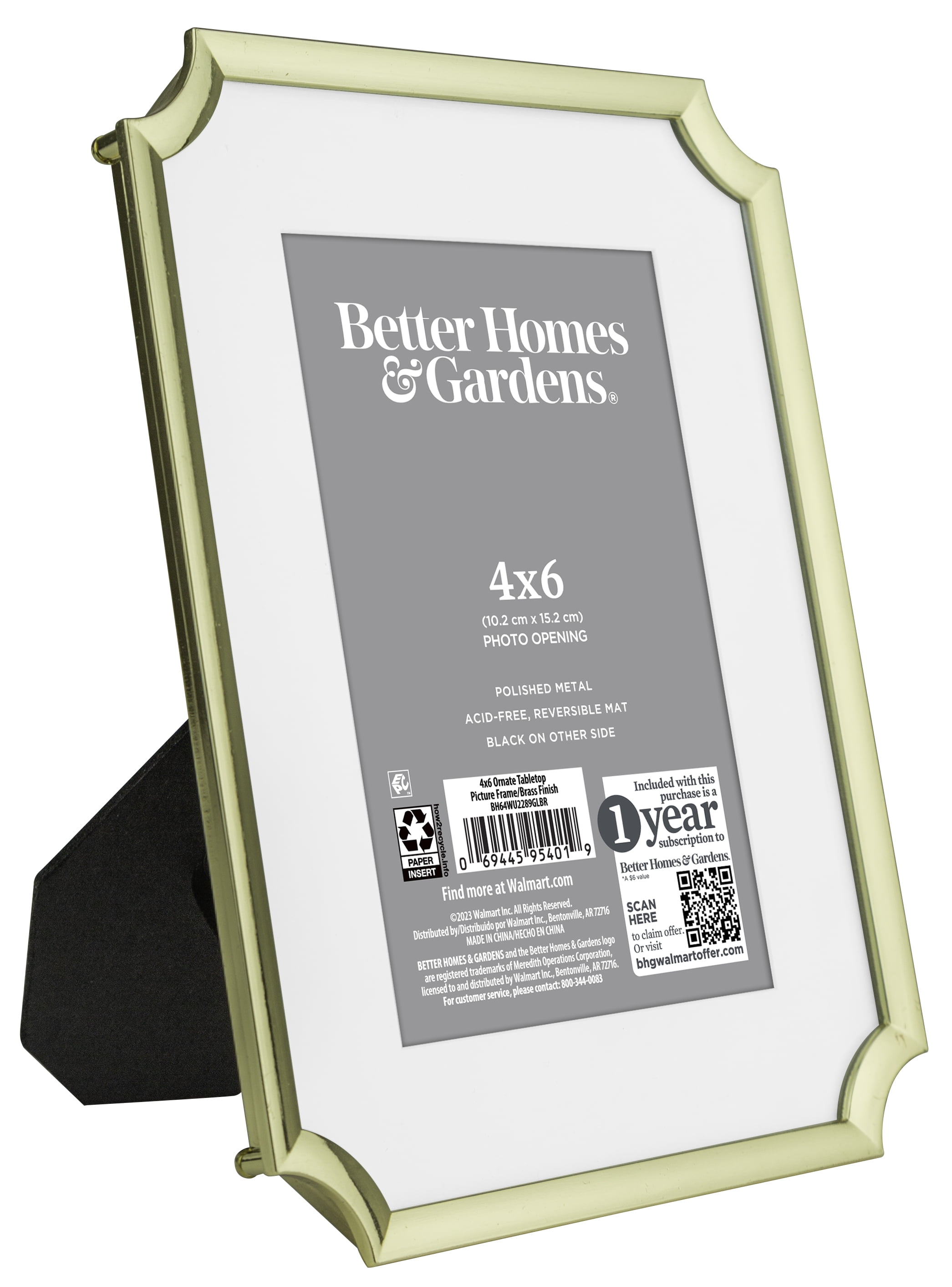 (2 pack) Better Homes & Gardens – 4x6 Picture Frame – Gold Ornate Matted Tabletop Photo Frame