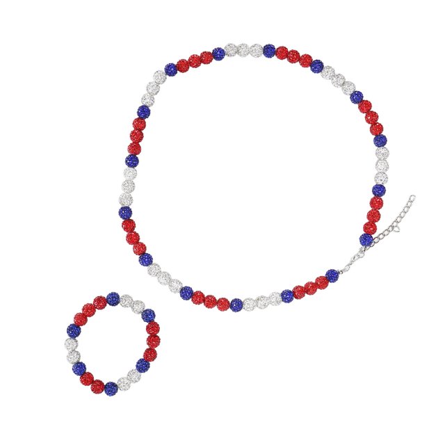 Baseball Necklace and Bracelet, 3 Colors Rhinestone Beaded Elastic Baseball Necklace for Baseball Players Lovers