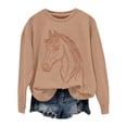 thumbnail image 5 of GZWYHT Vintage Horse Print Sweatshirts for Women Riding Horse Lover Long Sleeve Crew Neck Pullover Tops Casual Loose Shirts Beige L, 5 of 7