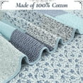 thumbnail image 4 of Cozy Line Subtle Blue Checker Cottage Floral Stripe Cotton 3 Piece Patchwork Quilt Bedding Set, 4 of 7