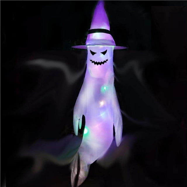 Halloween Decorations Ghost Windsock LED Luminous Unique Horrible Hanging Spooky Flag Party Props for Terraces Lawns Gardens Type 3