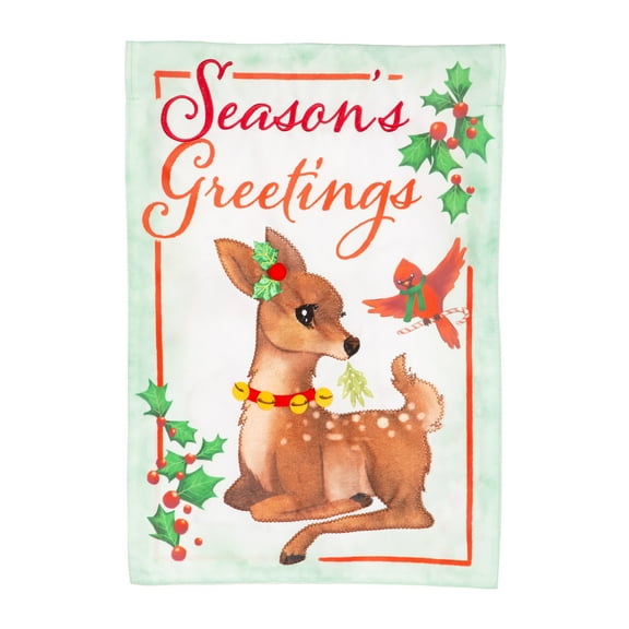Evergreen Seasons Greetings Applique Garden Flag 12 x 18 Inches Indoor Outdoor Decor