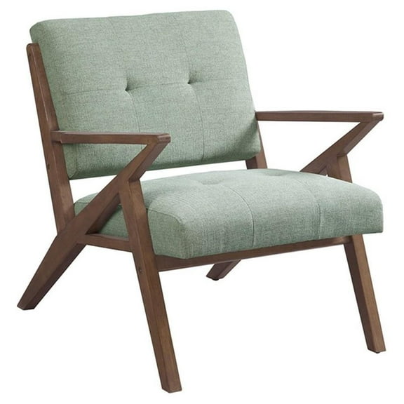 Pemberly Row 32.5" Solid Wood and Polyester Lounge Chair in Seafoam Green