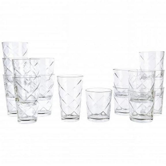 Gibson Home 141409.16 Lattice Glassware Drinkware Set - 16 Piece