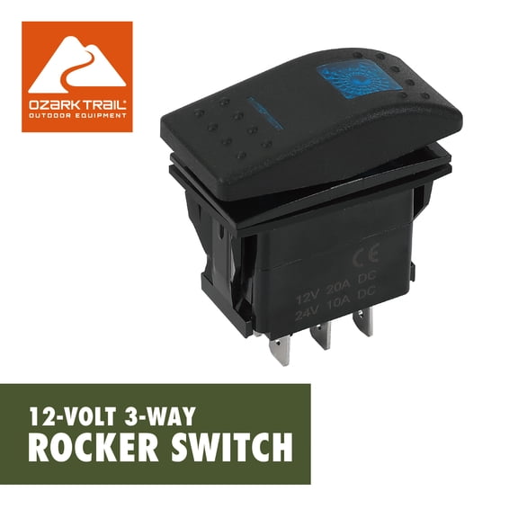 Ozark Trail 7-Pin Rocker Switch for Boat Control Panel, on-off-on, 12V System