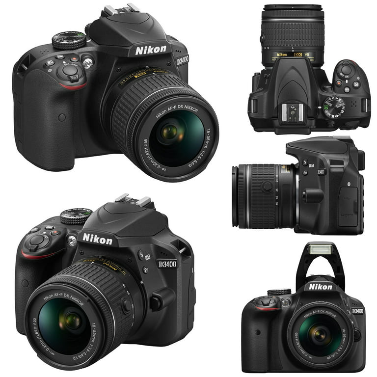 Nikon D3400 DSLR Camera w/ 18-55mm & 70-300mm Lens, Flash, Filters and 32GB  Kit