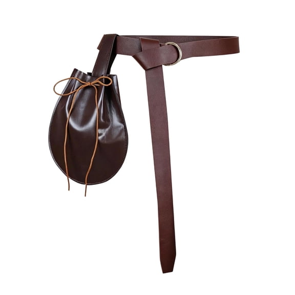 Gtoiithly Medieval Belt&Pouch Faux Leather Pirate Waist Bag for Larp Retro Viking Costume Medieval Belt Brown-3 One Size