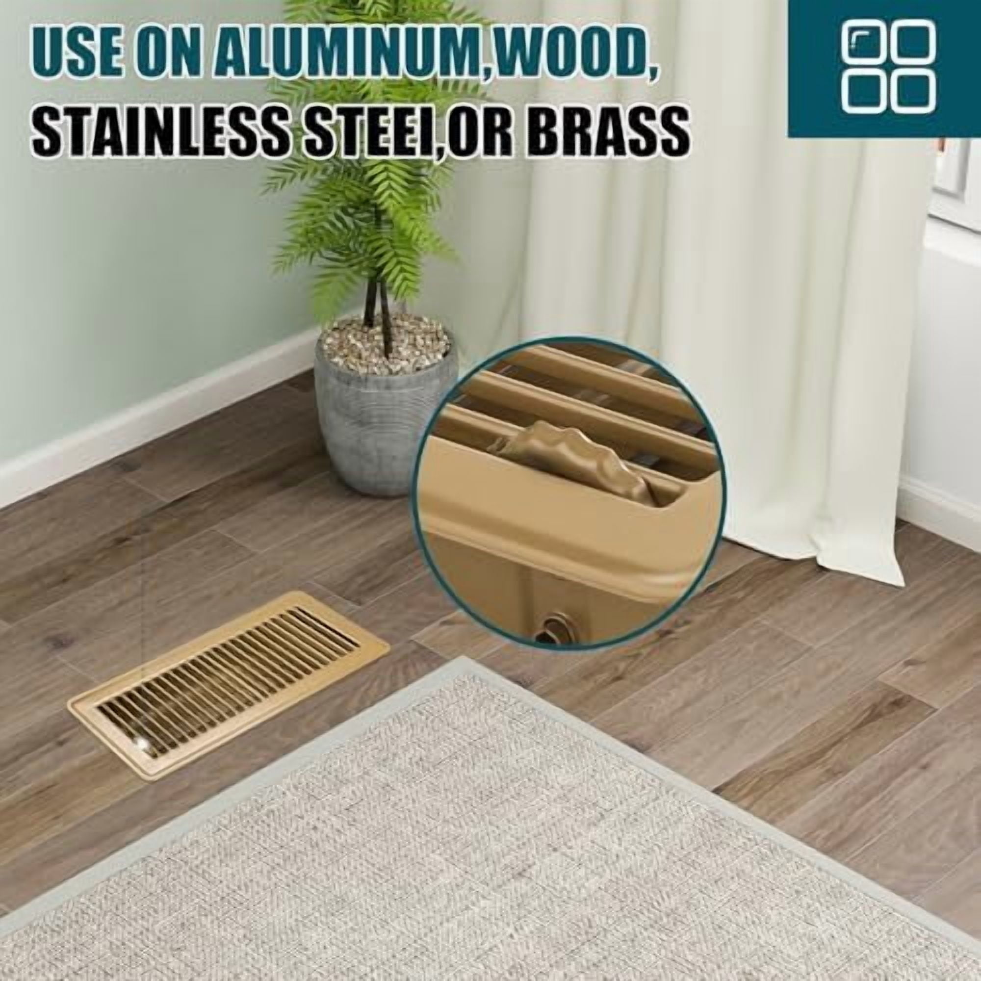 Floor Register 4x12, 4 Pack Floor Vent Covers, Steel Adjustable Air Supply Grille Register Vent Cover Grill for Sidewall and Floor, Vent Covers for Home Floor,Brown