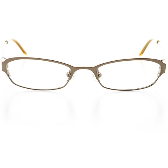 Unisex Optical Eyewear - Oval Shape, Metal Half Rim, Pretty Pecan