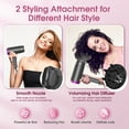 thumbnail image 6 of 1875W Professional Foldable Ionic Hair Dryer, Safety Upgraded, Negative Ion Technolog, 3 Heating/2 Speed/Cold Settings, Contain 1 Nozzles and 1 Diffuser, for Home Salon Travel Kids, 6 of 8