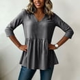 thumbnail image 5 of ClodeEU Women's Striped V Neck 3/4 Sleeve Tunic T-Shirt,Solid Color Casual Summer Top Black,Women's Plus L, 5 of 6