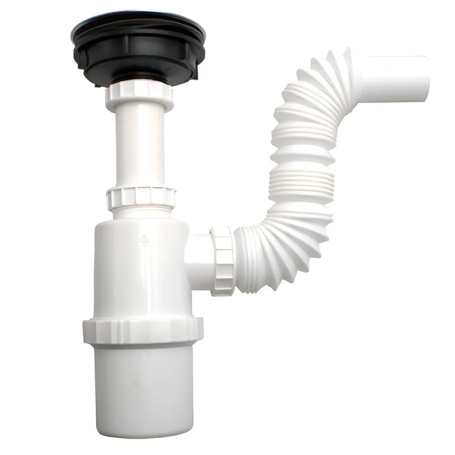 Cespol Fregadero Flexible Con Contra Bote Grande Con Trampa Blanco