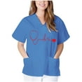 thumbnail image 2 of Hauts d'Été pour Femmes 2023 Hauts à Manches Courtes Col en V Uniforme de Travail Infirmier T-shirts, 2 of 6