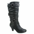 thumbnail image 1 of Maggie-39 Bottes Décontractées Mi-Mollet à Bout Rond à Talons Hauts à Fermeture Éclair pour Femmes, 1 of 3