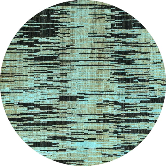 Ahgly Company Indoor Round Abstract Light Blue Modern Area Rugs, 3' Round