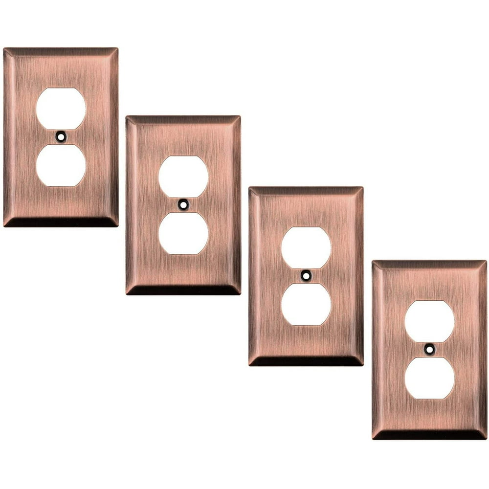 Sleeklighting 4 Pack Decorative Copper Outlet Covers 1 Gang Duplex