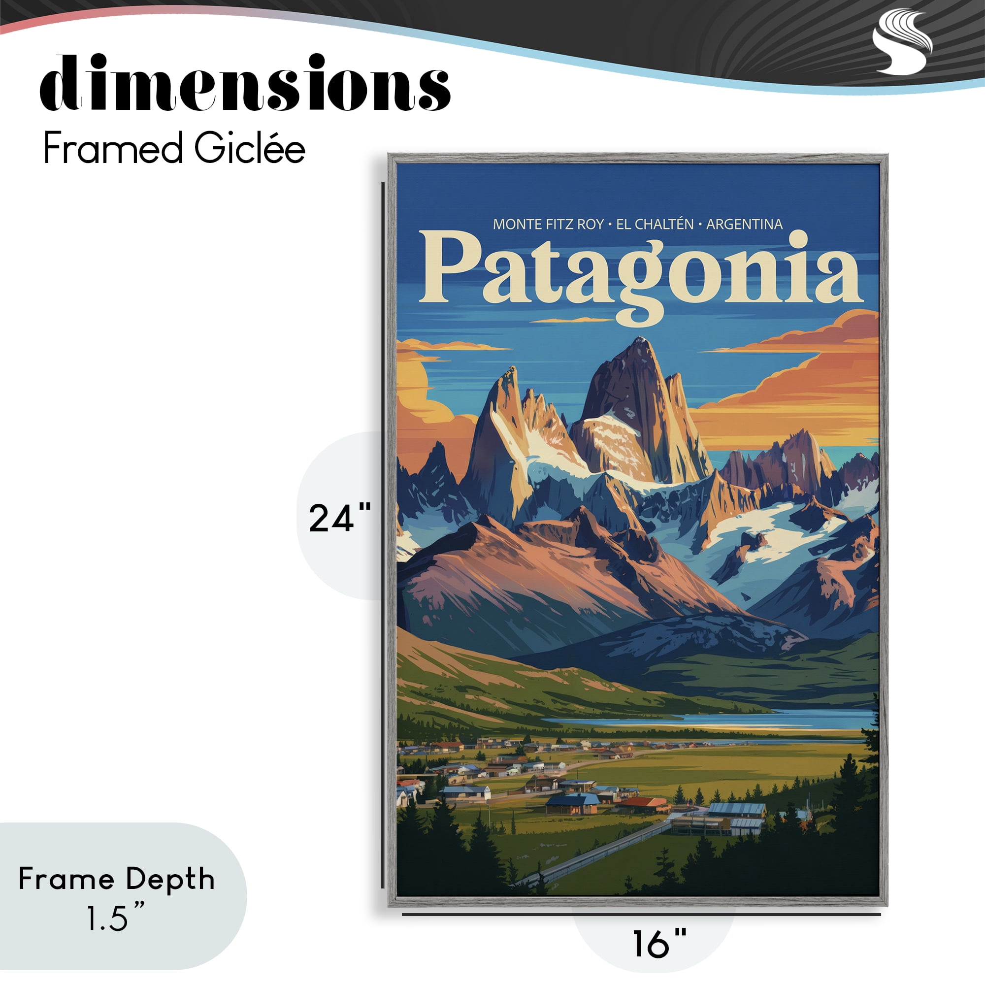 Stupell Industries Patagonia Valley Landscape Gray Framed Giclee Art, design by Andreas Magnusson