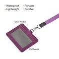 thumbnail image 3 of Uxcell 10.4cm Horizontal Badge Holder PU Leather ID Holder Detachable with 2 Slots and Neck Lanyard Purple, 3 of 6