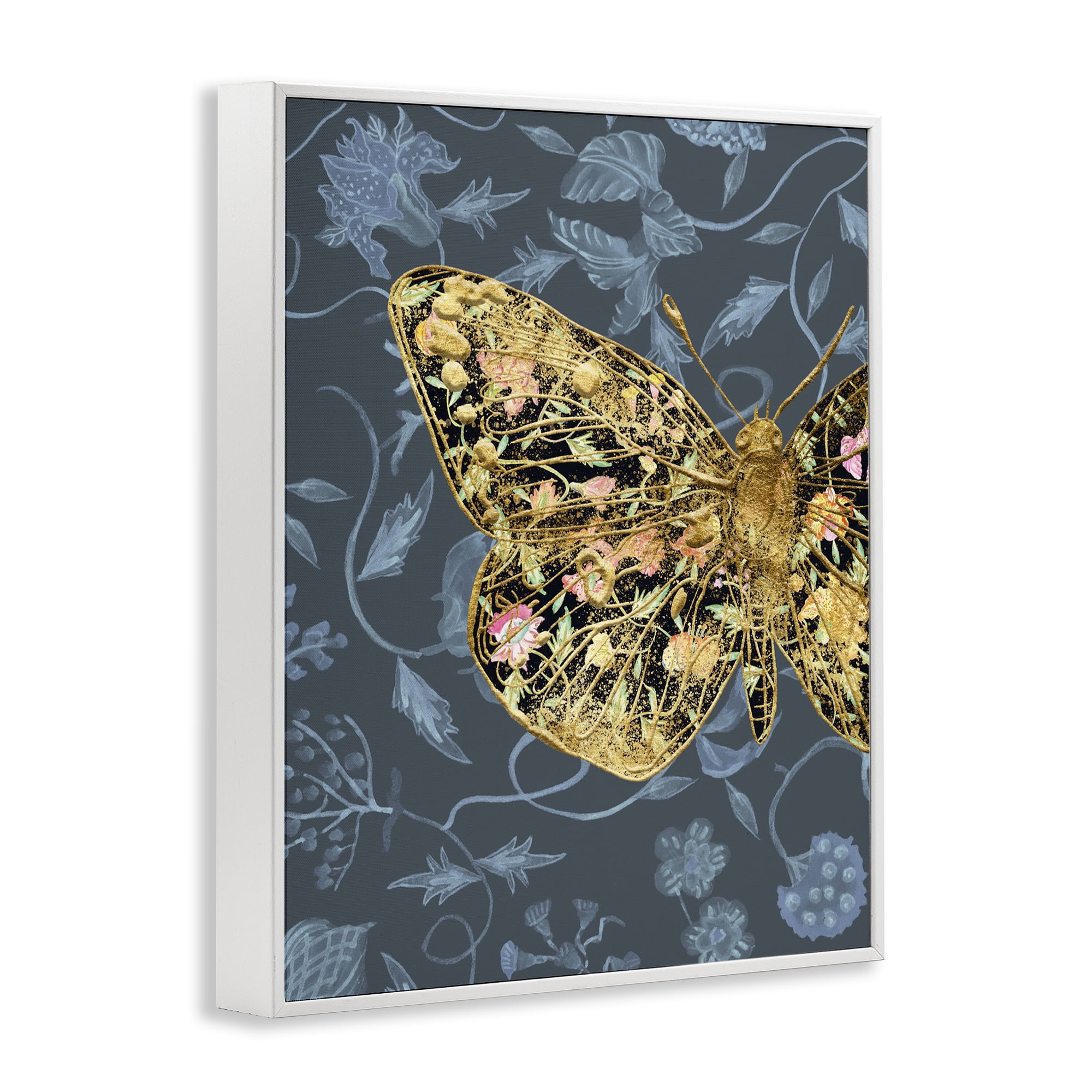 Stupell Industries Glam Traditional Butterfly Animals & Insects Painting White Framed Art Print Wall Art, 11 x 14