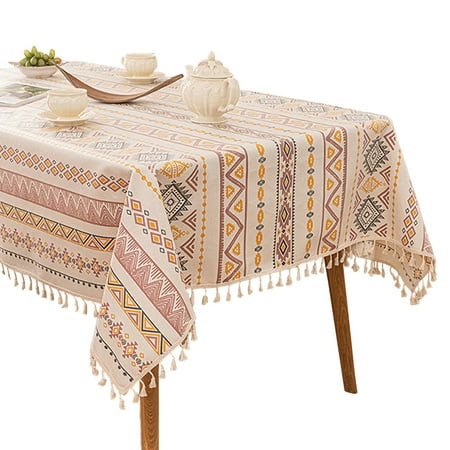 

Wash free cloth art rectangular tassel table cloth for dinner and homestay waterproof and oil proof