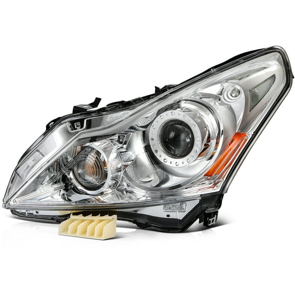 cciyu Headlight Assembly Replacement for 2010-2013 for Infiniti G37 / 11-12 for G25 4-Door Sedan Titanium Clear Chrome Housing Clear Lens Driver Side Headlamp 260601NM1D IN2502159