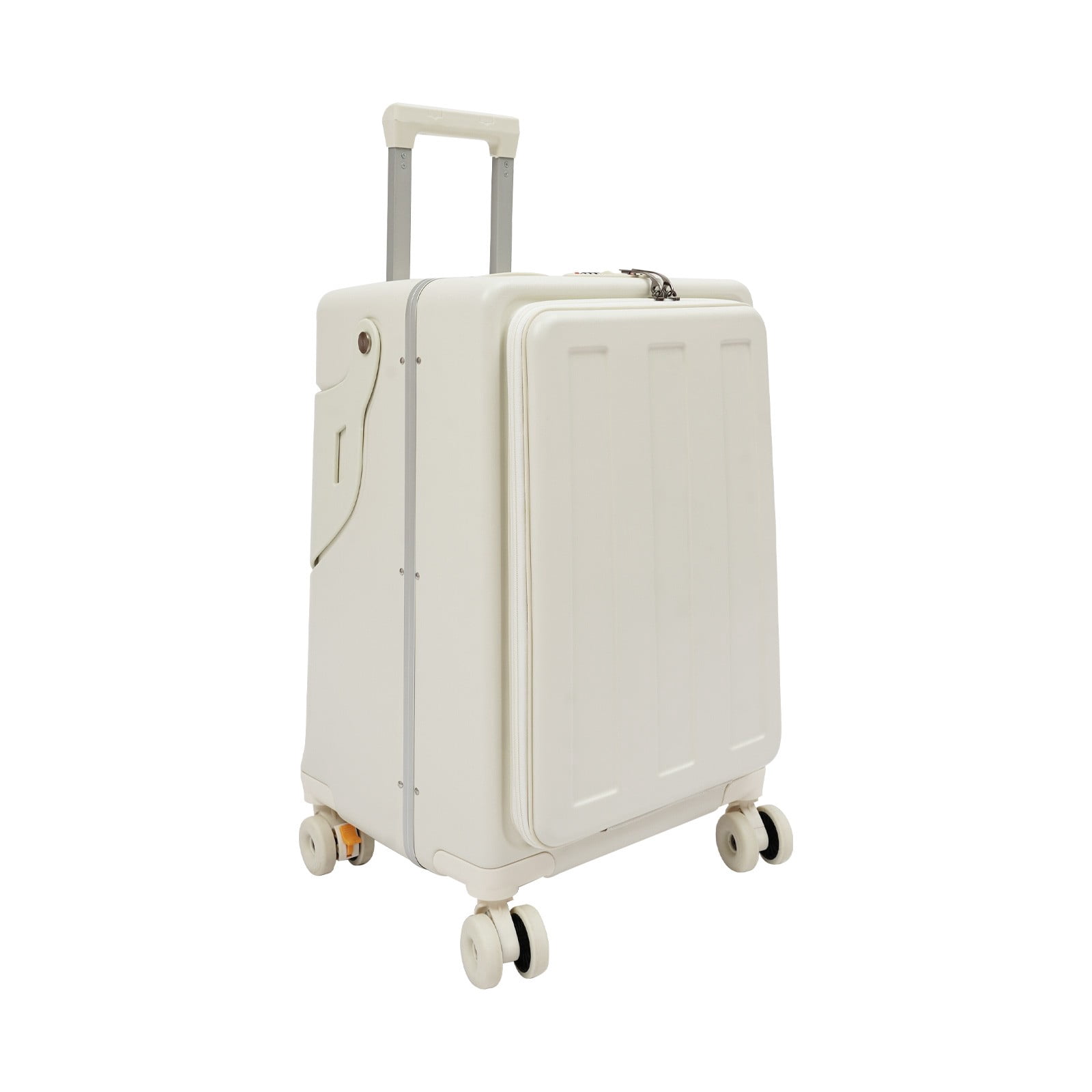 14in Carry on Luggage Hard Shell Suitcases with Laptop Compartment, Rolling Luggage with Access to Central Compartment Hardshell (White)