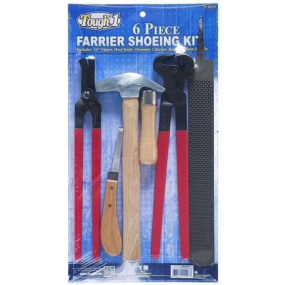 Tough 1 Farrier Craft Shoeing Hoof Trim Kit 6 Piece Hammer Knife Nipper