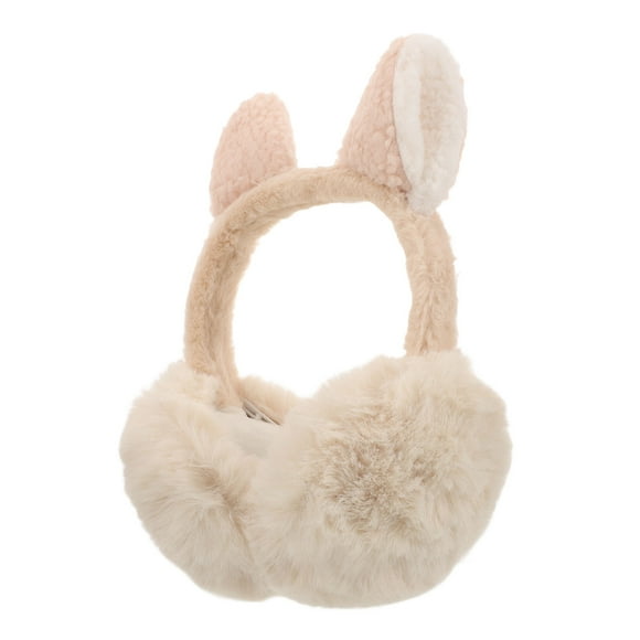 Luxshiny Cold Weather Ear Warmers For Girls Lily Shape 1Pack Plush Beige Winter Earmuff