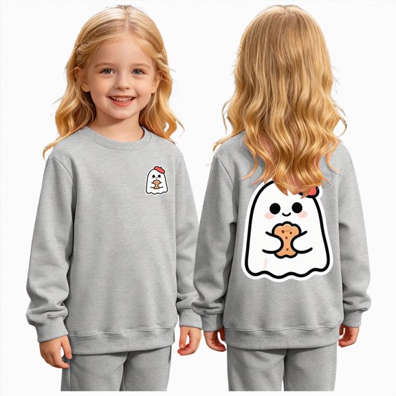 Leey-World Kids Halloween Sweatshir Ghost Cute Crewneck Kids Tops Girls Halloween Shirt Long Sleeve Festival Pullover Sweatshirt