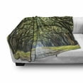 thumbnail image 3 of Forest Soft Flannel Fleece Throw Blanket, Tranquil Pathway Strong Spring Trees Serene Nature Trekking Theme, Cozy Plush for Indoor and Outdoor Use, 50" x 60", Green and Brown, by Ambesonne, 3 of 6