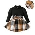 thumbnail image 3 of Toddler Girls 2 PC Sets Turtleneck Top Plaid Skirt Hat College Style Suit Two Piece Suitable For 9 Months ~ 4 Years Old Black3 Years qILAKOG, 3 of 8
