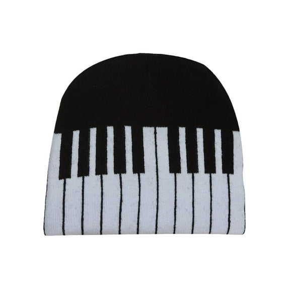 White Music Piano Keyboard Beanie Ski Hat Cap
