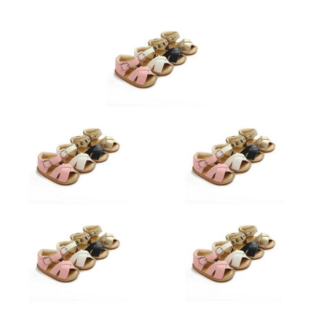 

5pcs 1 Pair Baby Walking Sandals Newborn Babies Girls Non-slip Open Toe Design Sandals Leather Shoes Gold S