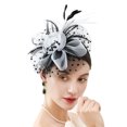 thumbnail image 2 of Vinsonshop Womens Fascinators Hats Tea Party Hats for Women, Feather Pearl Veil Headband for Wedding Cocktail Dresses Accessories White, 2 of 5