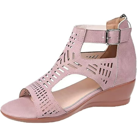 

Women Sandals Flats Summer Toe Ladies for Women Wedges Fashion Out Shoes Hollow Sandals Peep Causal Sandals Women s Sandals Strappy Lace-Up Sandal Black Sandal for Women