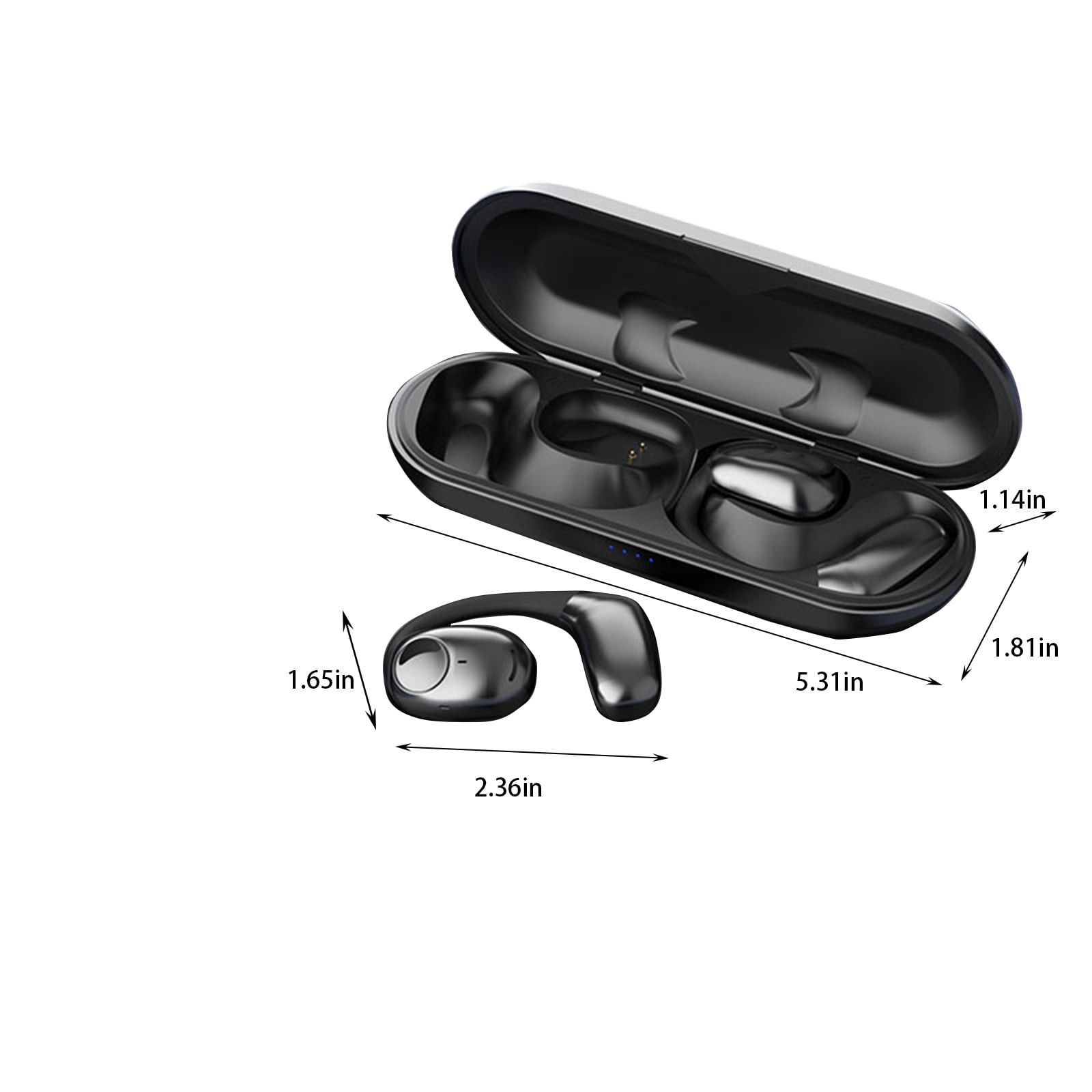 Open Ear Clip Wireless Earbuds Bluetooth 5.4, Lightweight Comfort Sports Bone Conduction Headphones Built-in Mic for Clear Audio, Stable Fit Earphones 24H Play(Black)