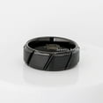 thumbnail image 4 of Jewelry Avalanche Mens Black Tungsten Wedding Band, Diagonal Groove Accent, Comfort Fit, Anniversary Ring for Him 8mm, 4 of 5
