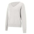thumbnail image 5 of Tweang V Neck Sweaters for Women Long Sleeve Ribbed Tops for Women Knit Sweater for Women Ribbed Shirt Mock Neck Tops for Women Festive Sweaters for Women Fleece Pullover Women White 2xl, 5 of 9