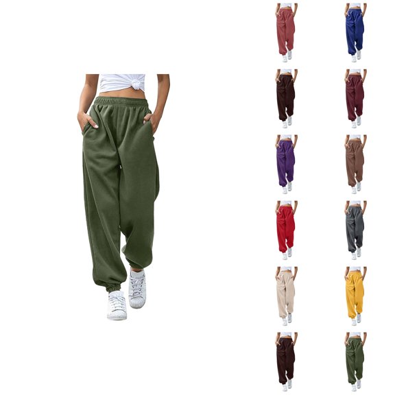 Jogger Sweatpants Women 2026 Trendy Elastic High Waist Relaxed Fit Breathable Sweat Pants with Pockets Trousers