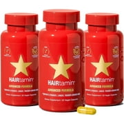 HAIRtamin Advanced Formula Supplement for Hair Health, with Biotin, Vitamins & Antioxidants, 100% Vegan – For Women & Men, 3-Month Supply