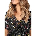 thumbnail image 3 of DYMADE Women Plus Size Short Sleeve Deep V Printed Ruffle Sexy Dress, 3 of 4