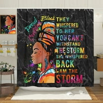 Black Girl Shower Curtain, African Tribal Woman and Funny Inspirational Words Shower Curtain for Bathroom, Black Woman Afro American on Black Marble Fabric Bathroom Curtain with 12PCS (69X70)