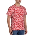 thumbnail image 4 of Yiaed Red Hibiscus Flower Print Mens Short Sleeve Tight Fit T-Shirt, Crewneck Casual Tee-Small, 4 of 5